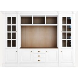 El Corte Inglés Librería con espacio para TV, 3 cajones, 4 puertas y 2 vitrinas Limoux . Blanco
