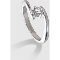 El Corte Inglés Anillo de oro blanco con diamante. (14) Plata