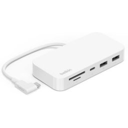 Belkin Hub USB-C multipuerto 6 en 1 con soporte. Blanco