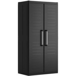Keter Armario resina alto con escobero Detroit 2 puertas... Negro