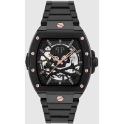 Philipp Plein Reloj de hombre the skeleton restyle pwjfa0725 automático de acero y correa negra. Negro