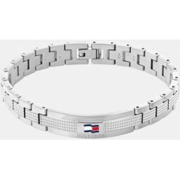 Tommy Hilfiger Pulsera de hombre Logo de acero. Plata