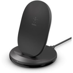Belkin Soporte de carga inalámbrica 15 W + cargador de pared QC 3.0 de 24 W. Negro