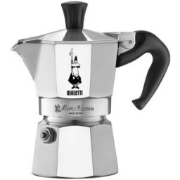 Bialetti Cafetera de aluminio Moka Express . (1 Taza) Gris claro