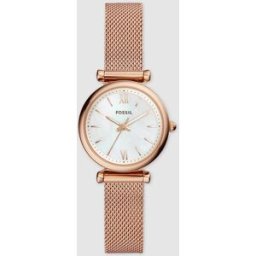 Fossil Reloj de mujer Carlie ES4433 de acero rosa. Blanco