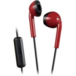 JVC Auriculares de botón HA-F19M-RB-E Rojo con controlador y micrófono. Rojo