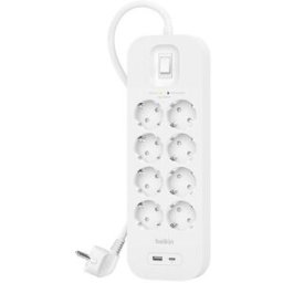 Belkin Regleta SurgePlus 8 Tomas, 1 USB-C y 1 USB-A. Blanco