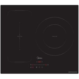 Midea Placa inducción con 3 zonas de cocción, Zona Gigante - MIH740T279K0. Cristal negro