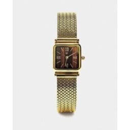 Parfois Reloj analógico de mujer de acero inoxidable cuadrado en liso. Dorado