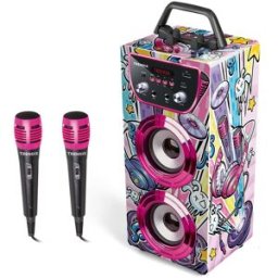 World Brands Altavoz Karaoke Trendix dos microfonos, efecto eco..