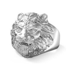 Guess Anillo de hombre lion king de acero plateado. (L) Plata