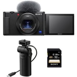 Sony ZV-1 cámara compacta para vlogging con vídeo 4K + Empuñadura VCT-SGR1 + Tarjeta SD 32 GB(ZV1KIT.YE).