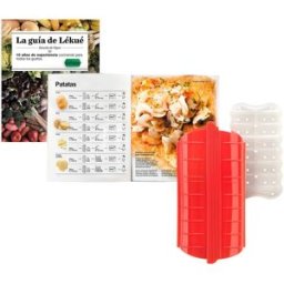 Lékué Kit estuche de vapor 1-2 personas con bandeja + libro. Rojo