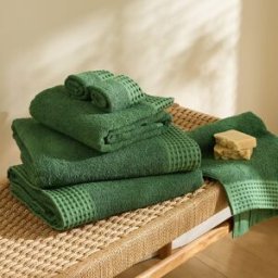 Basics El Corte Inglés Juego de 6 toallas algodón 450 gr/m2 Frere. Verde