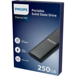 Philips Disco Duro externo SSD FM25SS031P, 250 GB, USB-C. Negro