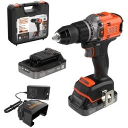 Black & Decker Taladro Percutor a Batería Brushless 18V con 2 Baterías + Cargador. Naranja / Negro