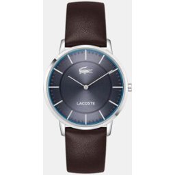 Lacoste Reloj de hombre Crocorigin de piel marrón. Azul marino