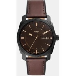 Fossil Reloj de hombre Machine FS5901 de piel ecológica marrón. Negro