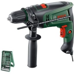 Bosch Taladro Percutor Eléctrico con cable a red Universal Impact 730 W + Juego Accesorios 15 pzs X-Line. Verde / Negro