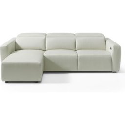 El Corte Inglés Sofá de piel de 5 plazas con 2 asientos relax eléctricos y chaiselongue izquierda Trento . (278 cm) Artico