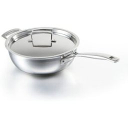 Le Creuset Sartén del chef con tapa de Acero Inoxidable con antiadherente de 24 cm 3-Ply Food is love . Acero brillo