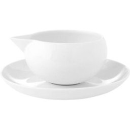 Vista Alegre Salsera con plato Domo White . Blanco
