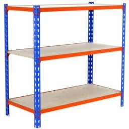 SIMONRACK Estantería metálica MADERCLICK 3 Estantes. (90 x 80 x 30 cm) Azul / Naranja / Madera