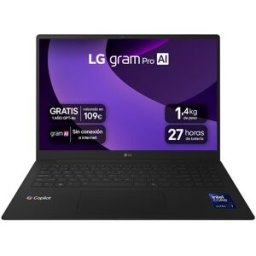 LG Portátil gram pro 16Z90TR-E.AD88B, Intel Core Ultra 7-255H, 32GB, 1TB SSD, Nvidia GeForce RTX 5050 8GB , 16', W11. Negro