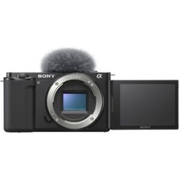 Sony Alpha ZV-E10. Cámara vlog mirrorless APS-C cuerpo. Pantalla abatible, vídeo 4K, enfoque automático al ojo en tiempo real). Negro