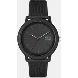 Lacoste Reloj de hombre 12.12 2011171 de silicona negro. Negro