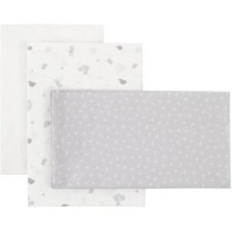 Cambrass Juego de 3 piezas sábana + bajera + funda almohada para cuna de 70x140 cm Microprint. Gris perla niño