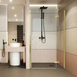 Profiltek Mampara de ducha frontal Galilea GA-206 . (De 151 a 180 cm) Oro mate