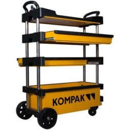 KOMPAK Carro Taller Plegable con Mesa de Trabajo KT01. Amarillo / Negro