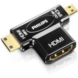Philips Adaptador SWV2429W de HDMI a Micro HDMi y Mini HDMI. Negro