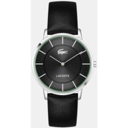 Lacoste Reloj de hombre Crocorigin de piel negro. Negro