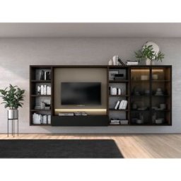 El Corte Inglés Mueble de salón con vitrina 341 cm Time . Roble / Humo