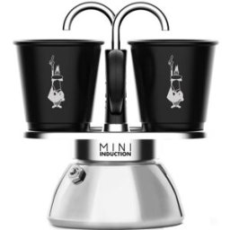 Bialetti Cafetera Mini Express Induction con 2 tazas . Gris