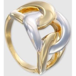 El Corte Inglés Anillo de oro bicolor eslabones . Oro / Plata