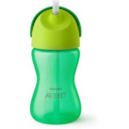 Philips Vaso con Pajita Flexible Niño (300 ml.) verde. Verde niño