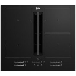 Beko Placa de inducción con 4 zonas de cocción, con extractor integrado - HIXI 64700 UF. Negro