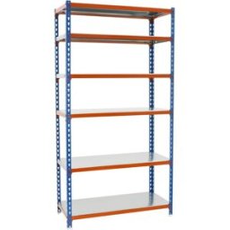 SIMONRACK Estantería metálica SIMONCLICK 6 Estantes. (250 x 80 x 40 cm) Azul / Naranja / Galvanizado