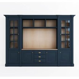 El Corte Inglés Librería con espacio para TV, 3 cajones, 4 puertas y 2 vitrinas Limoux . Azul Océano