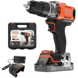 Black & Decker Taladro Percutor 18V con 1 Batería 2Ah y Maletín. Naranja / Negro