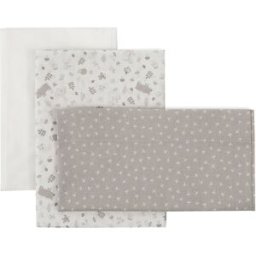 Cambrass Juego de 3 piezas sábana + bajera + funda almohada para cuna de 70x140 cm Microprint. Marrón piedra niño