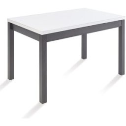 El Corte Inglés Mesa extensible con superficie de cristal Menta. (70 x 110 x 76 cm) Grafito / Blanco