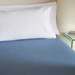 El Corte Inglés Sábana bajera Algodón Percal 200 hilos platabanda 35 cm. (Cama 135 cm) Navy