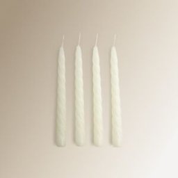 El Corte Inglés Set 4 velas Candelabro rizado . Blanco