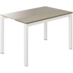 El Corte Inglés Mesa extensible de cristal Ginger. (100 cm) Tórtola / Blanco