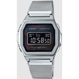 Casio Reloj de mujer A1000M-1BEF Vintage de malla de acero. Plata