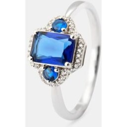 El Corte Inglés Anillo de oro, diamantes y zafiro. (14) Azul